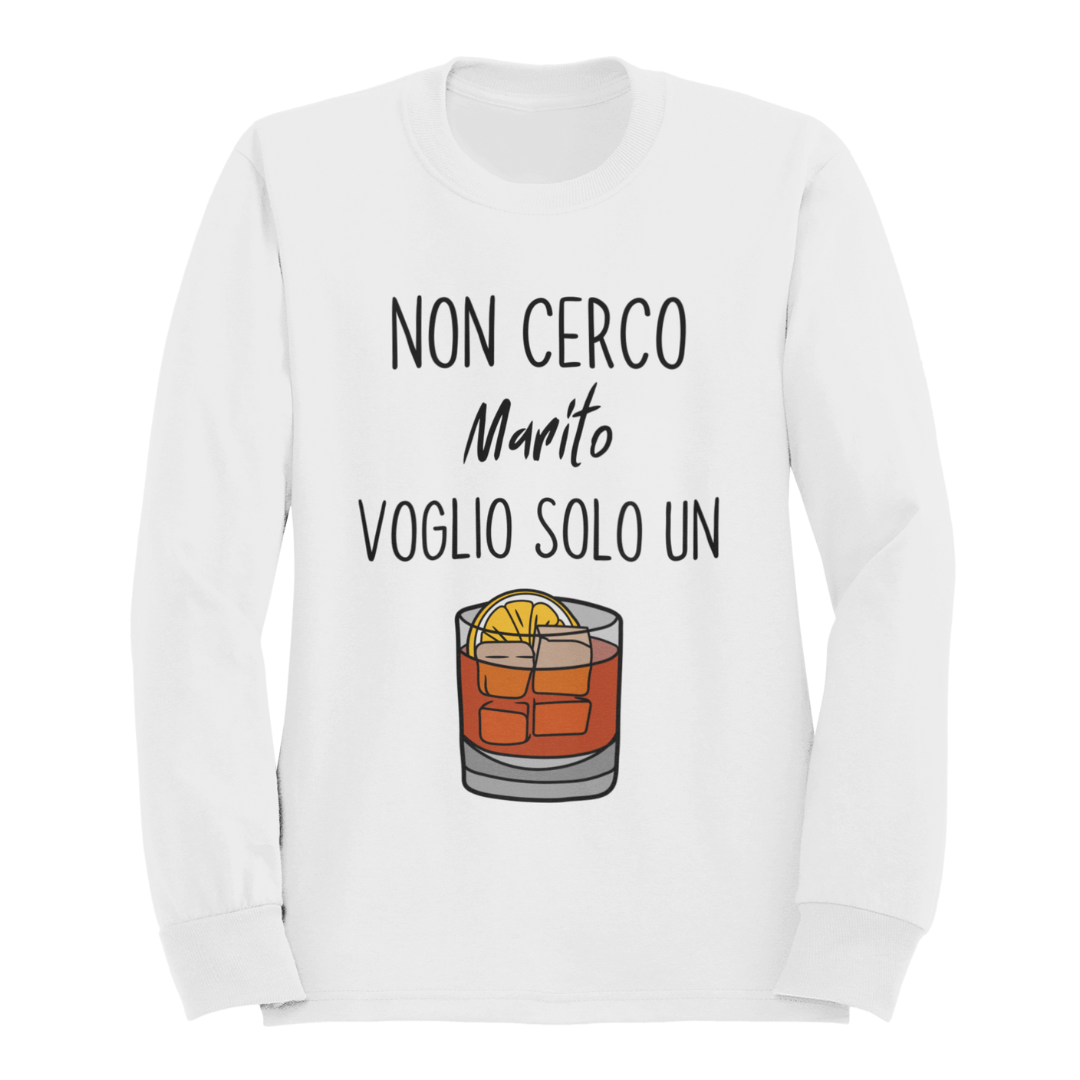Felpa Girocollo Donna "Non cerco marito"