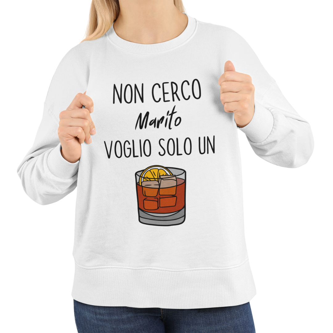 Felpa Girocollo Donna "Non cerco marito"
