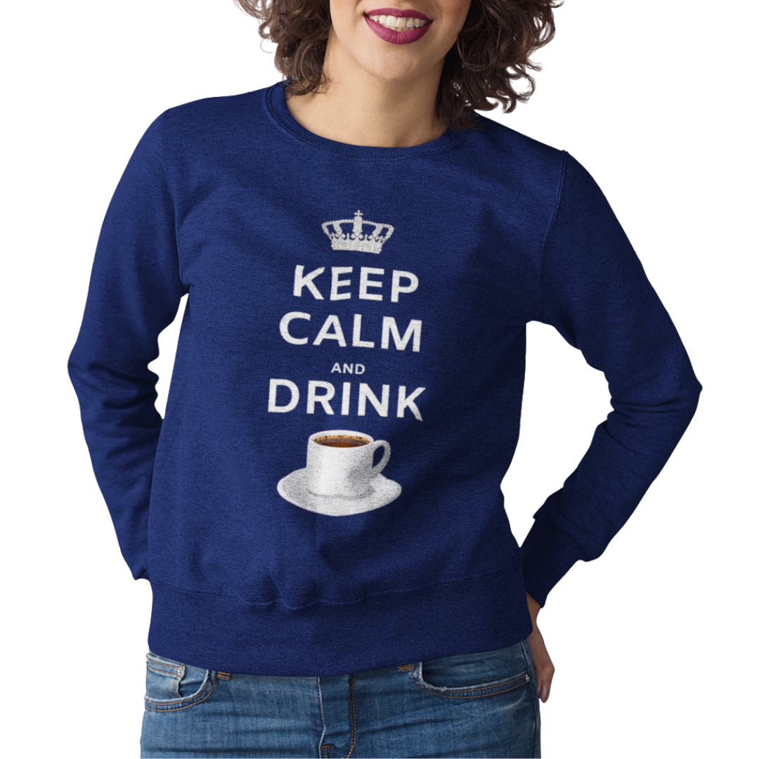 Felpa Girocollo Donna "Keep calm and drink coffee"